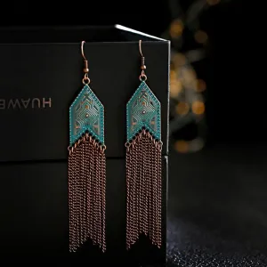 Boho Chic Long Chain Dangle Earrings