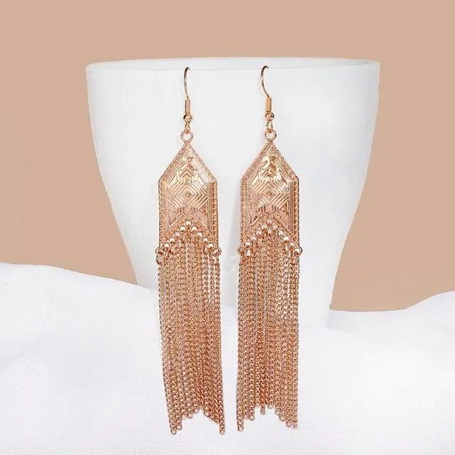 Boho Chic Long Chain Dangle Earrings