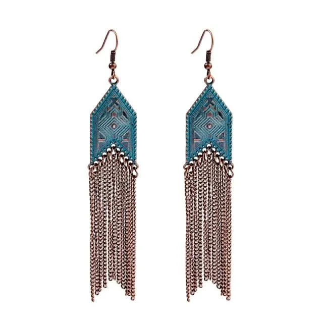 Boho Chic Long Chain Dangle Earrings