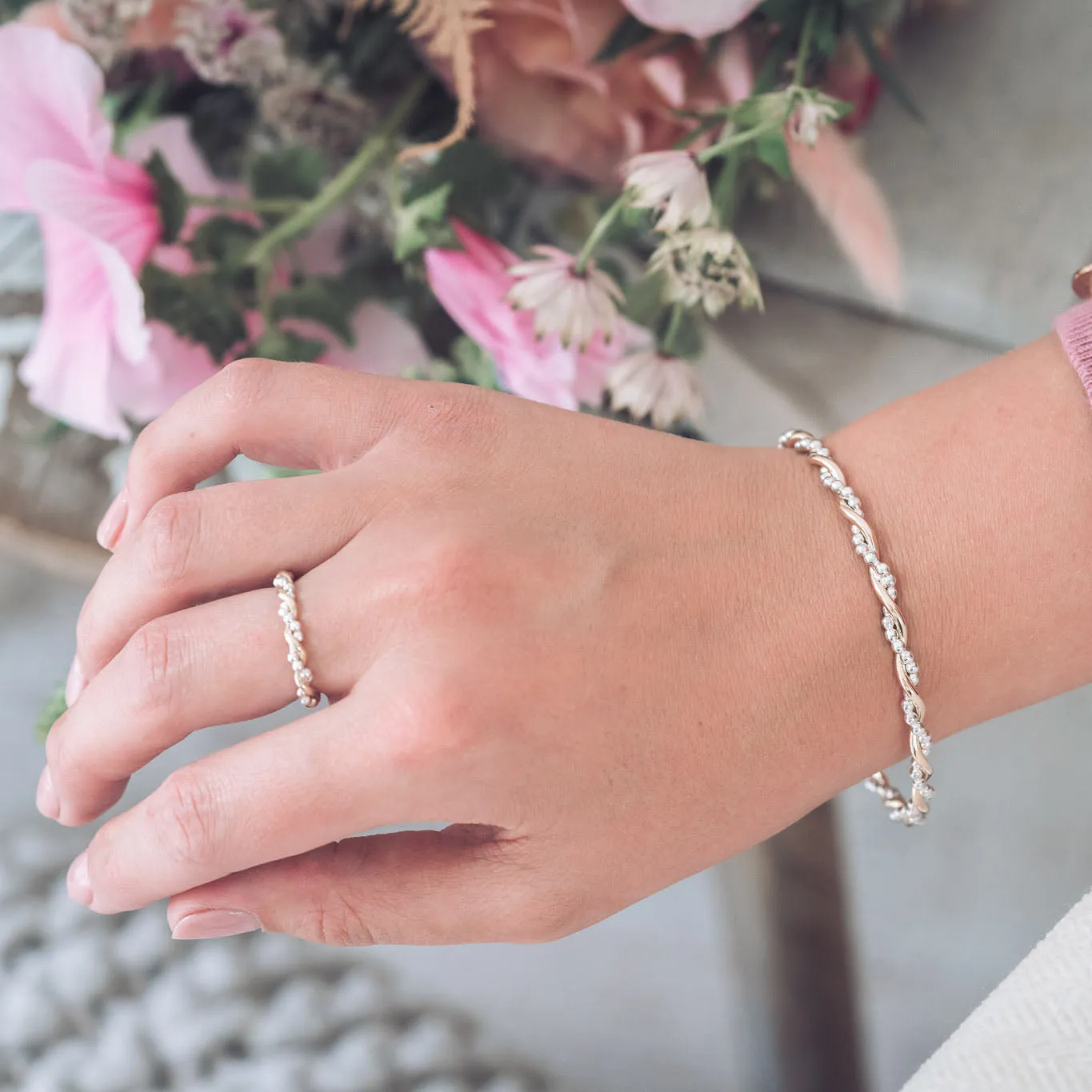 Bramble 9ct Gold and Silver Bangle