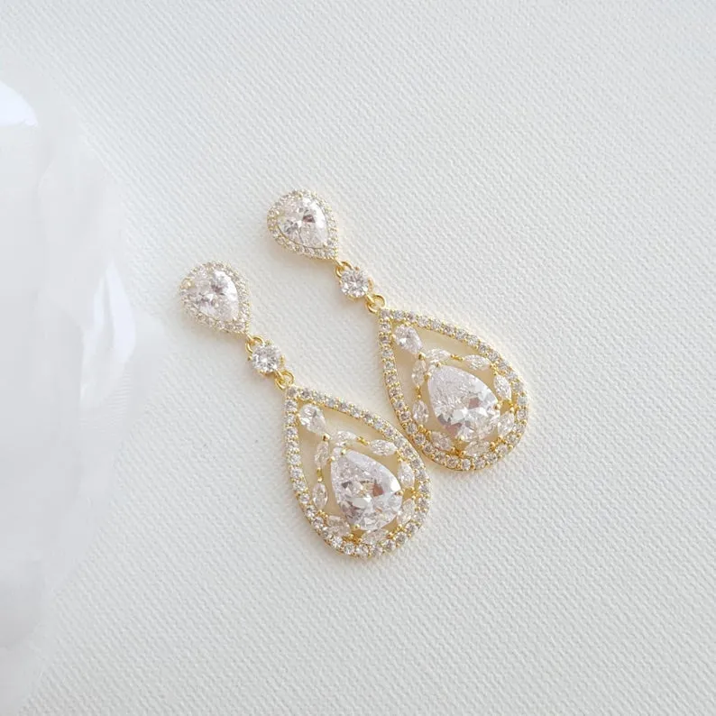 Bride Earrings in Rose Gold for Wedding-Esther