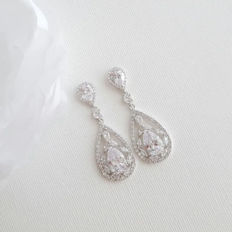 Bride Earrings in Rose Gold for Wedding-Esther