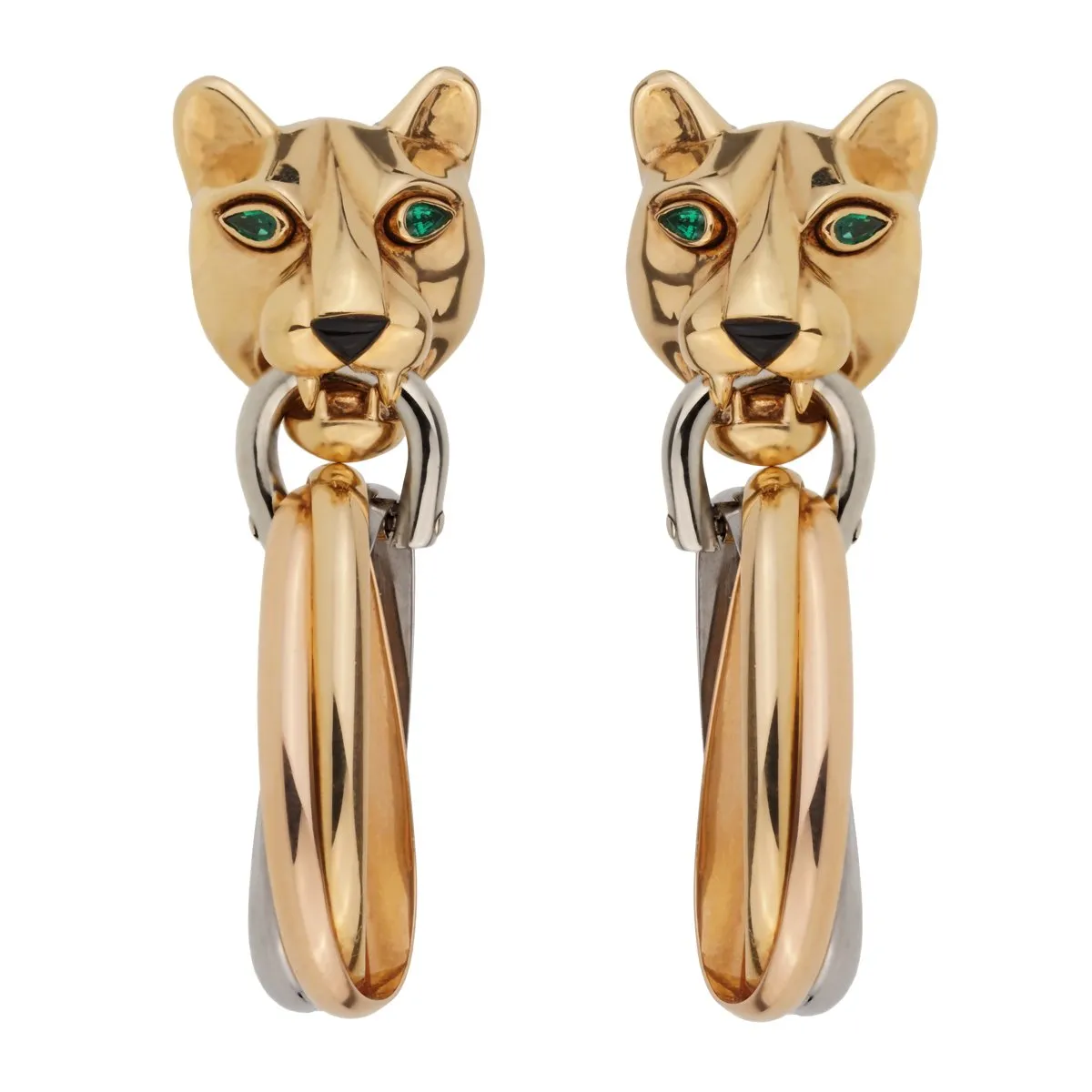 Cartier Panthere Day Night 18k Gold Drop Earrings