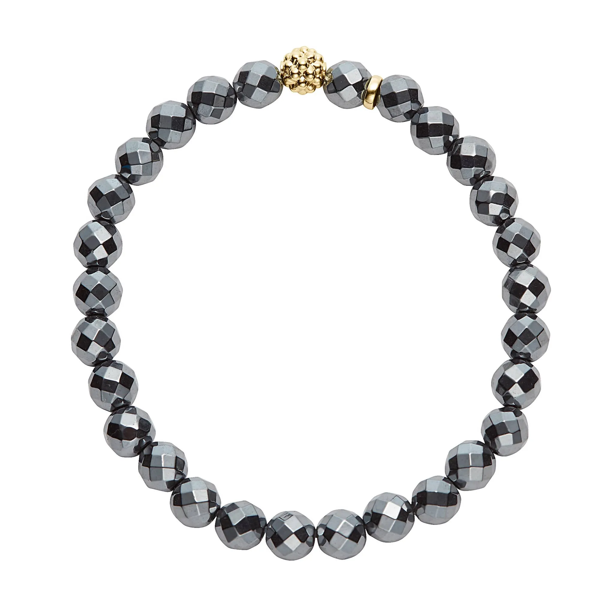 Caviar Icon Hematite Gold Station Bead Bracelet