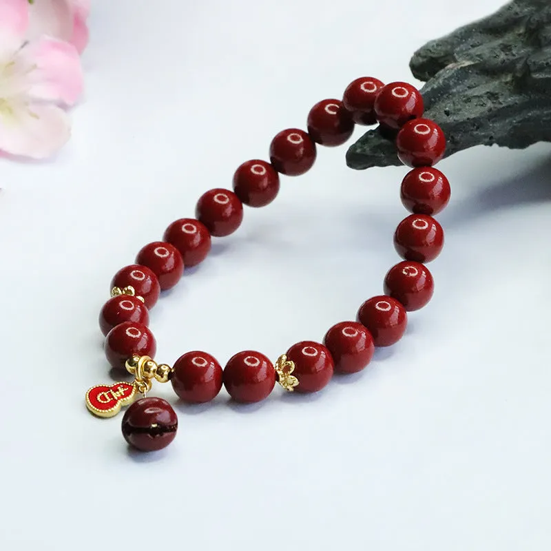 Cinnabar Stone Sterling Silver Bracelet