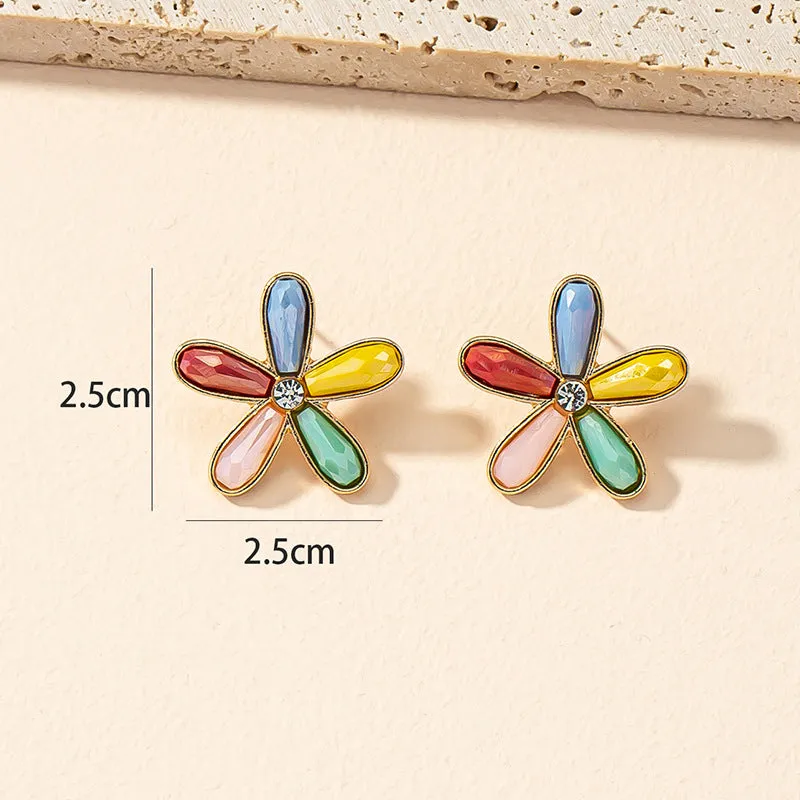 Colorful Vienna Verve Metal Flower Earrings - Elegant Design and Lightweight