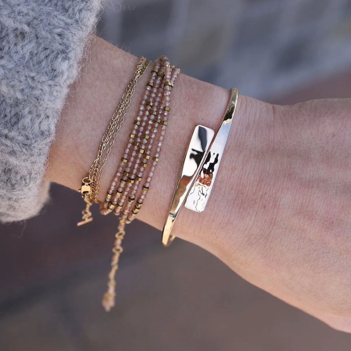 Confetti Brown Zircon Bead Wrap Bracelet & Necklace