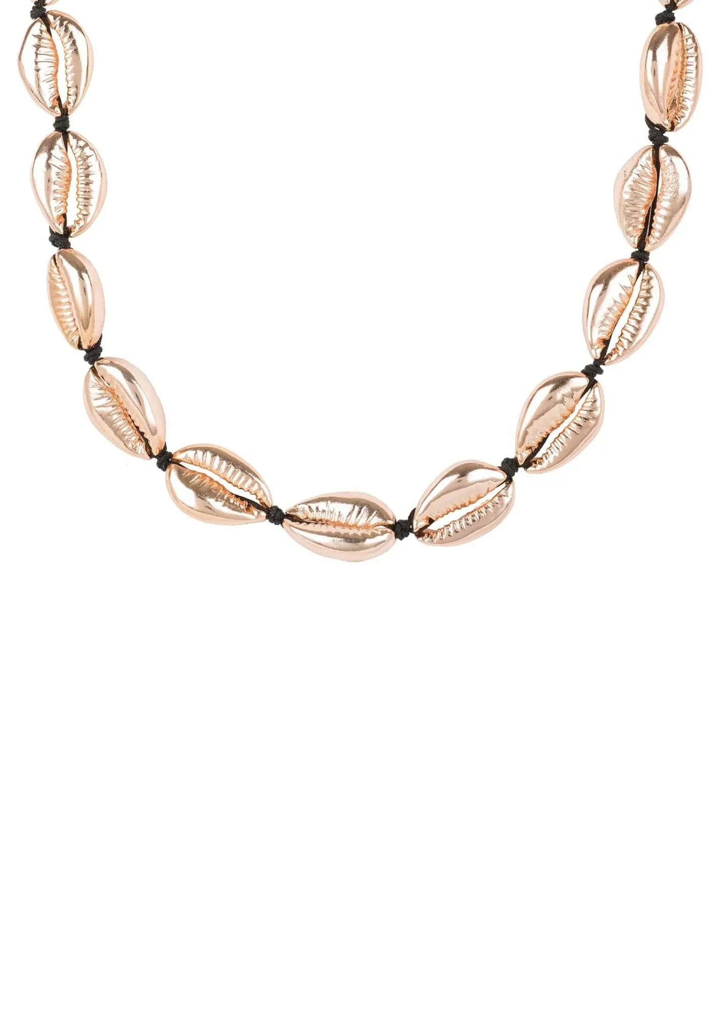 Cowrie Shell Choker Strand Necklace Rose Gold