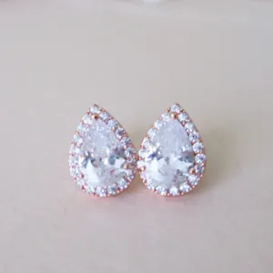 CZ Drop Stud Earrings