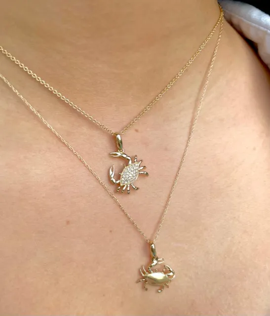 Diamond Crab Pendant Necklace