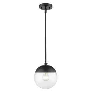 Dixon Small Pendant in Matte Black with Clear Glass and Matte Black Cap