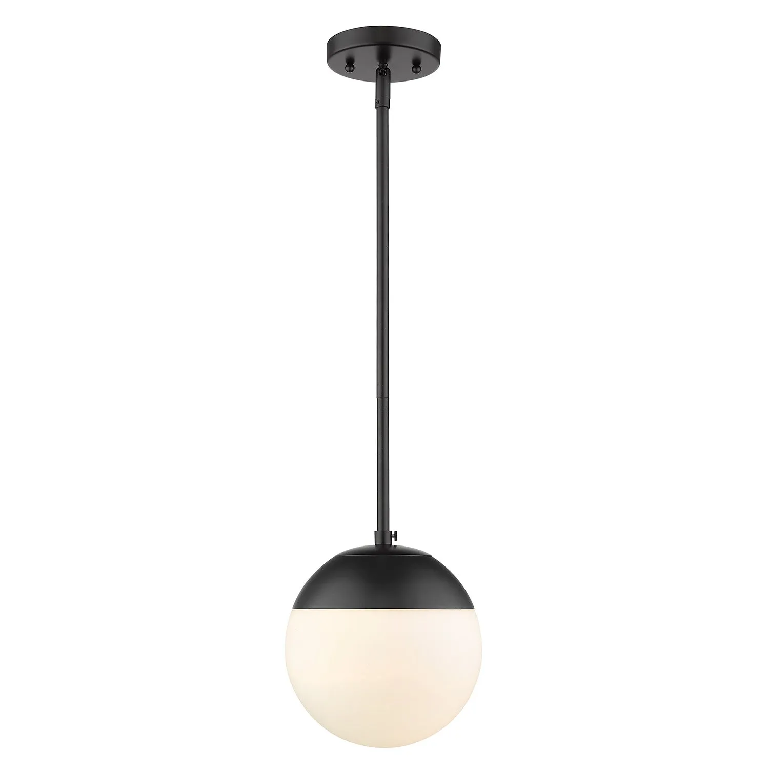 Dixon Small Pendant in Matte Black with Opal Glass and Matte Black Cap