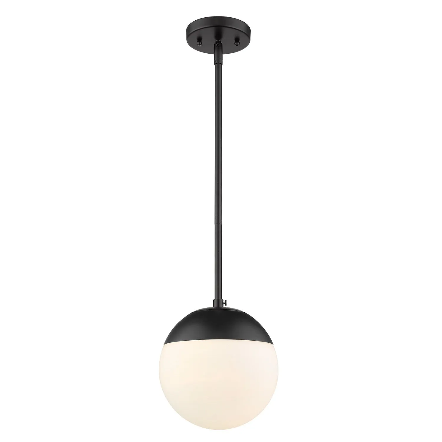 Dixon Small Pendant in Matte Black with Opal Glass and Matte Black Cap