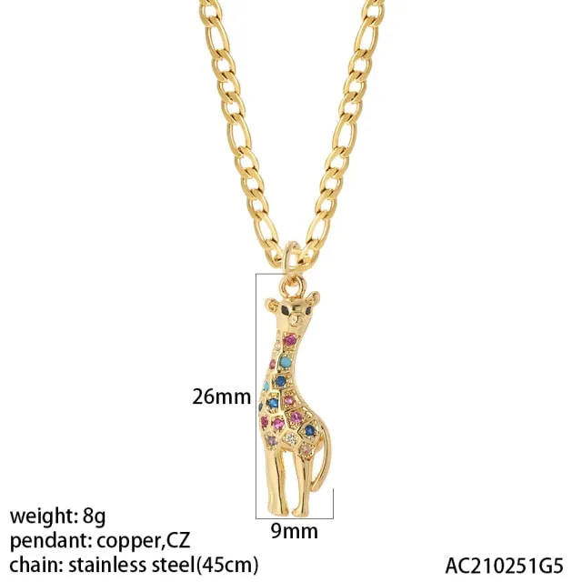 Dog Animals Cute Necklace Gold