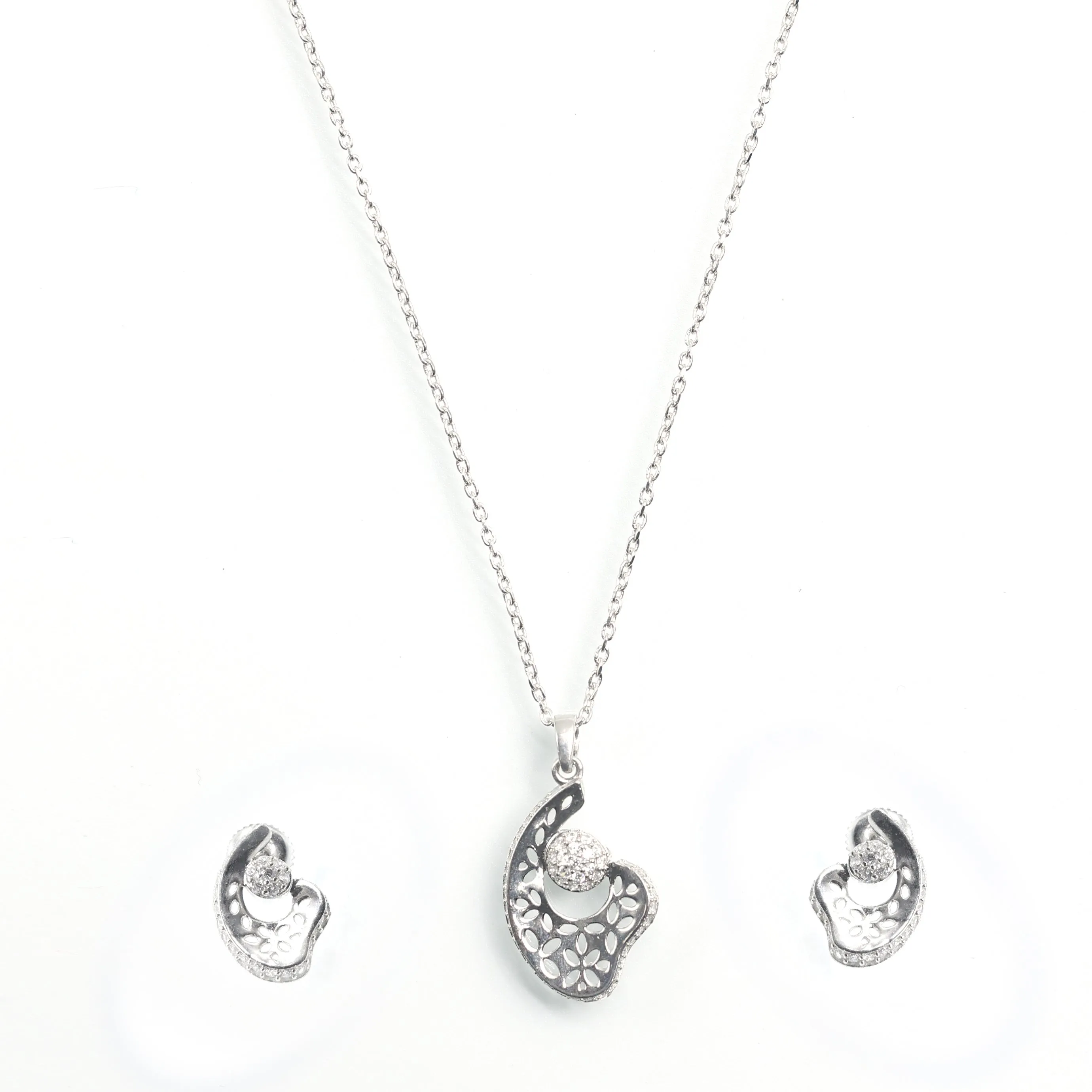 Elegant 925 Silver Pendant and Earrings