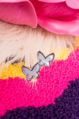 Elegant Goldtone and Mother of Pearl Butterfly Earrings