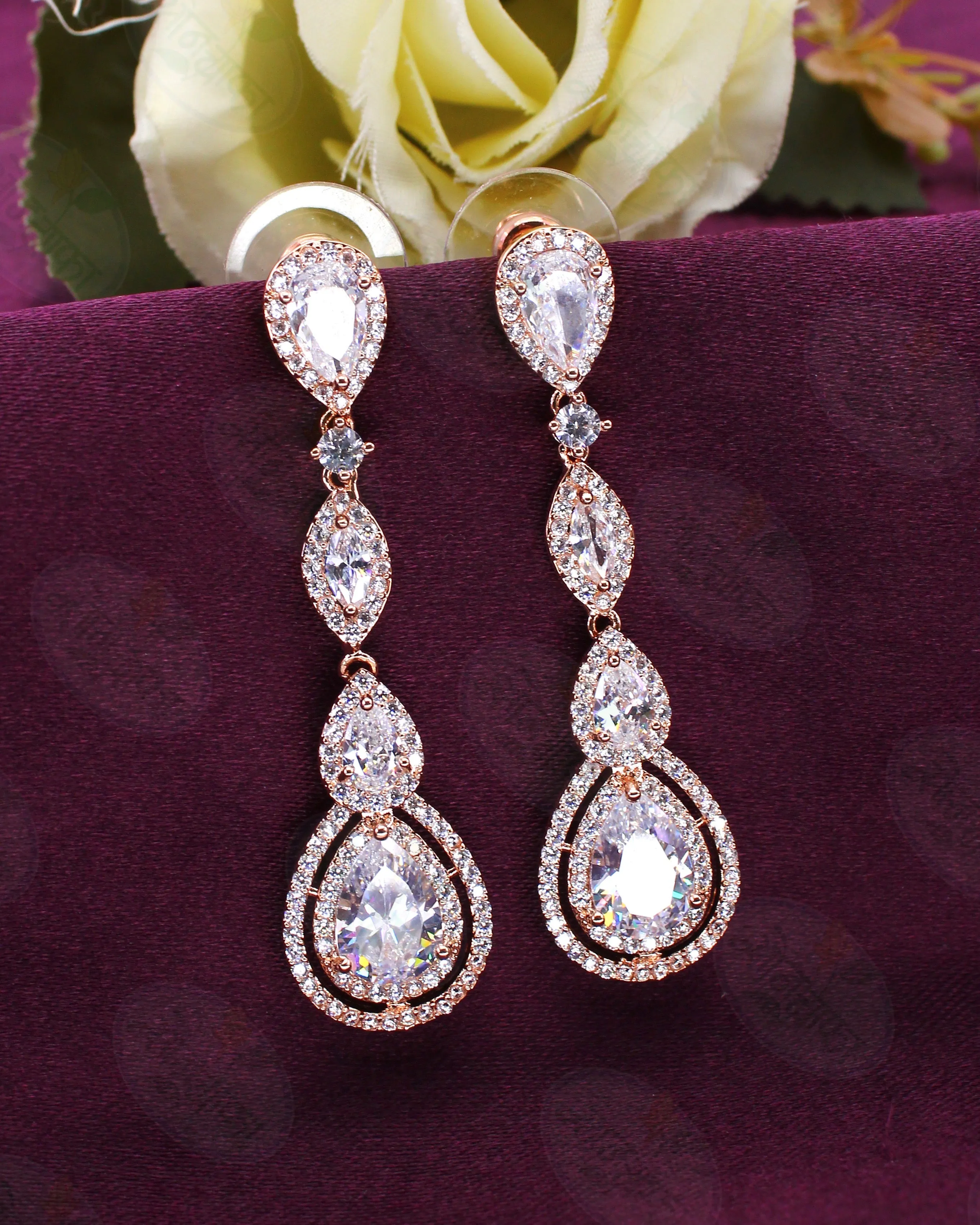 ELEGANT PARTY WEAR DIAMOND EARRINGS