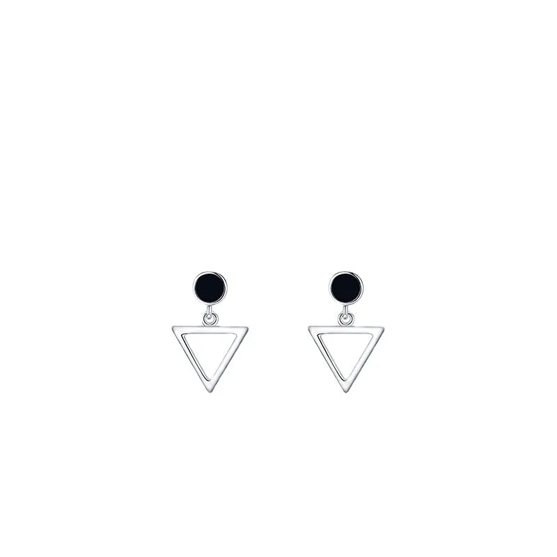 Elegant S925 Sterling Silver Personalized Triangular Earrings