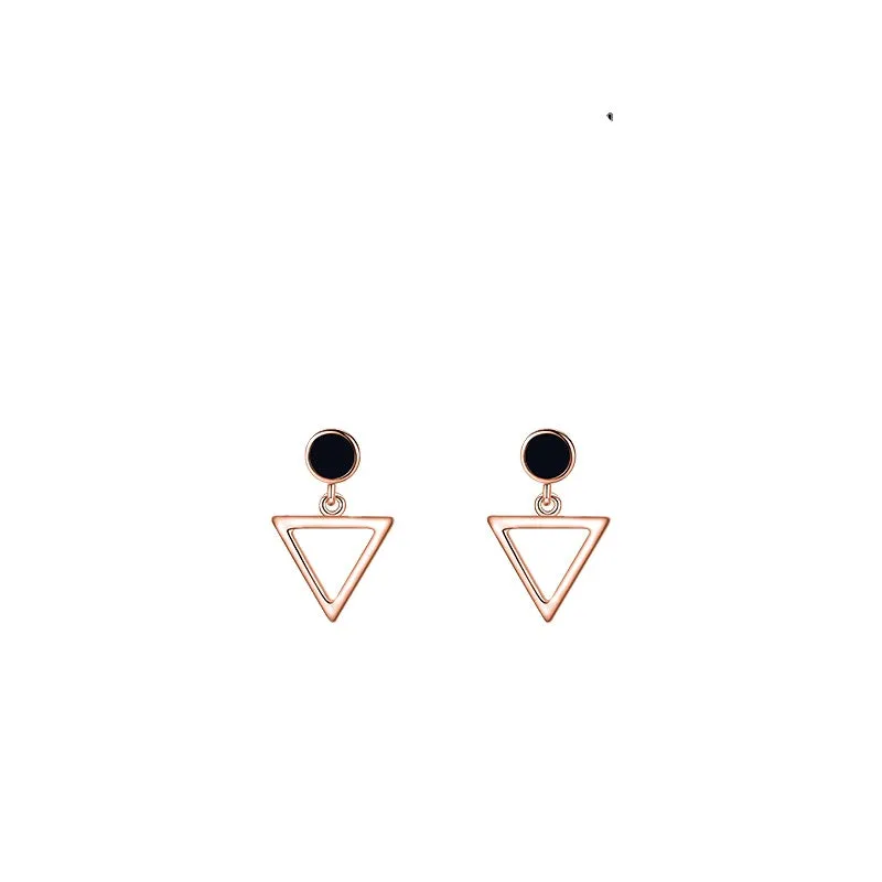 Elegant S925 Sterling Silver Personalized Triangular Earrings