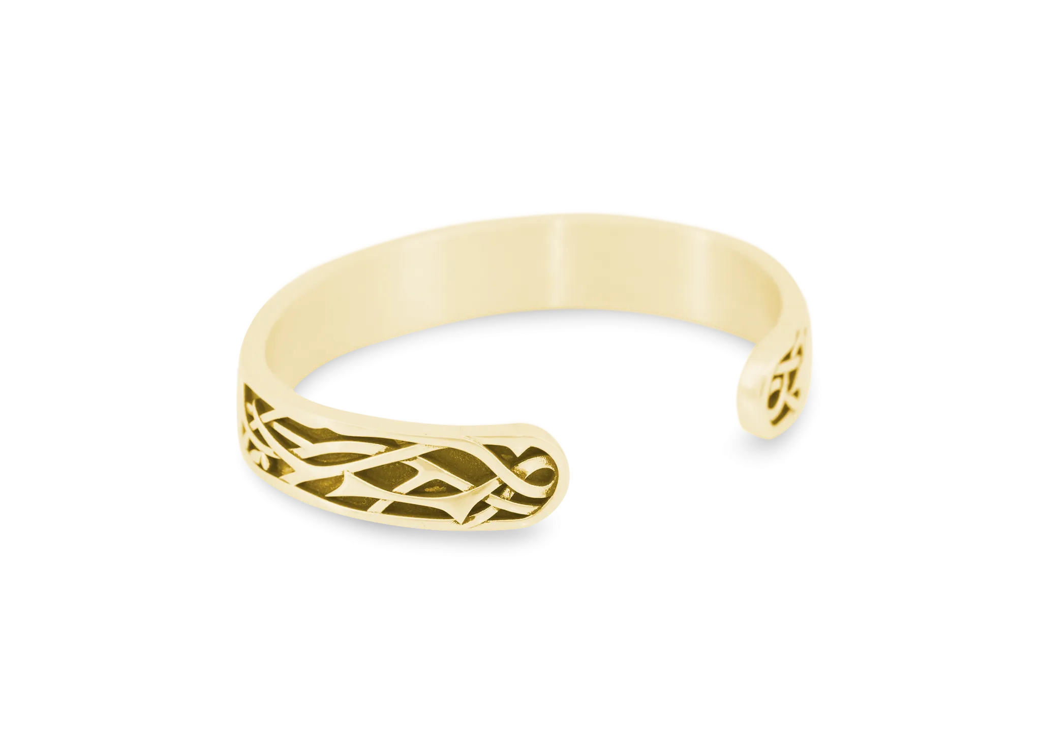 Elvish Woodland Cuff Bangle, Yellow Gold