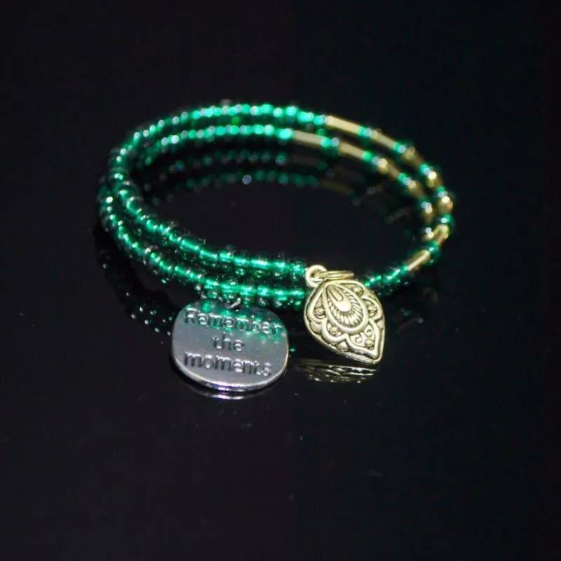 Emerald Gold Ascent Memory Wire Bracelets