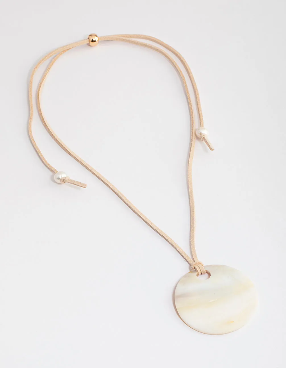 Fabric Rounded Disc Shell Necklace