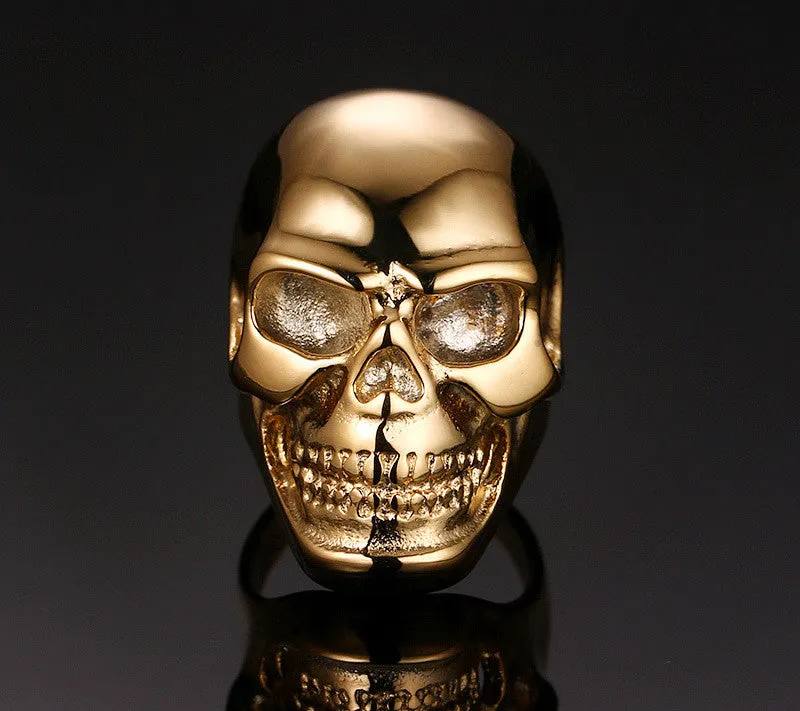 Fashion Big Gold Color Men Ring 316 Stainless Steel Skull Rock Rings Men Jewelry