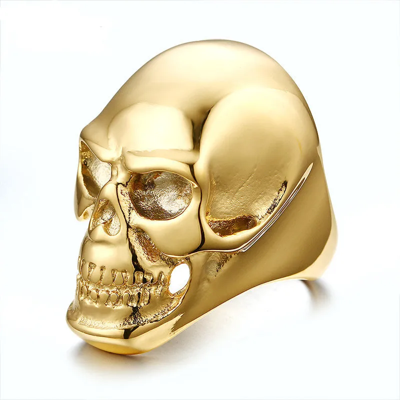 Fashion Big Gold Color Men Ring 316 Stainless Steel Skull Rock Rings Men Jewelry