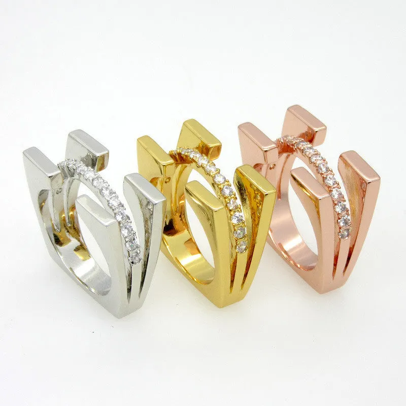 Fashion Luxury Brand Jewelry New Arrival Multicolor Ring For Women 18K Golden/Platinum/Rose Gold With AAA Zircon Rings Anillos