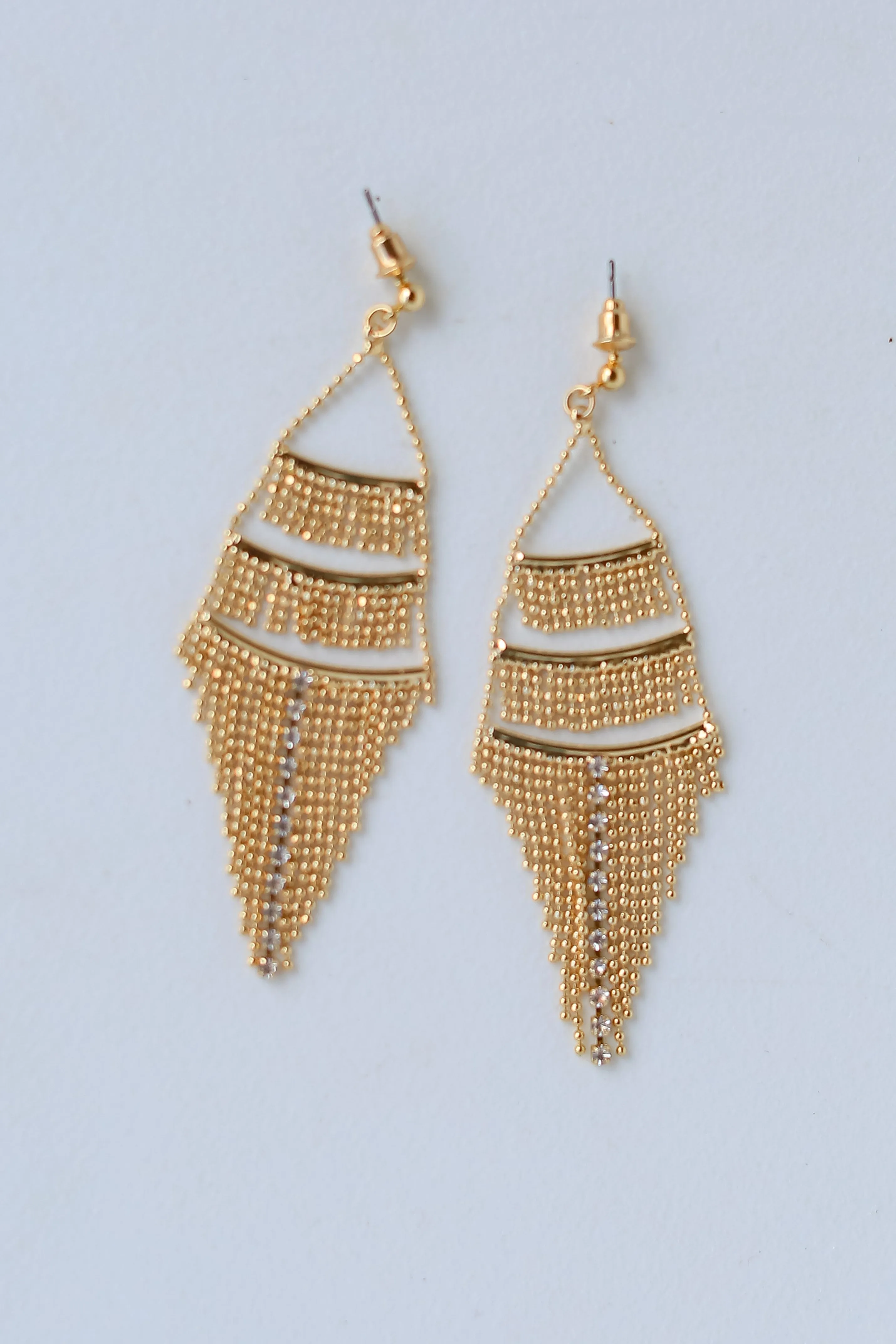 FINAL SALE - Aurora Gold Tiered Fringe Drop Earrings