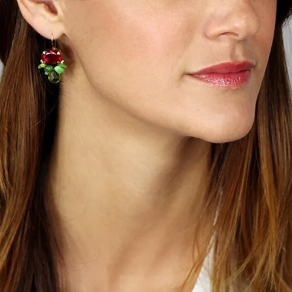 Fuchsia CZ Turquoise Bee Earrings