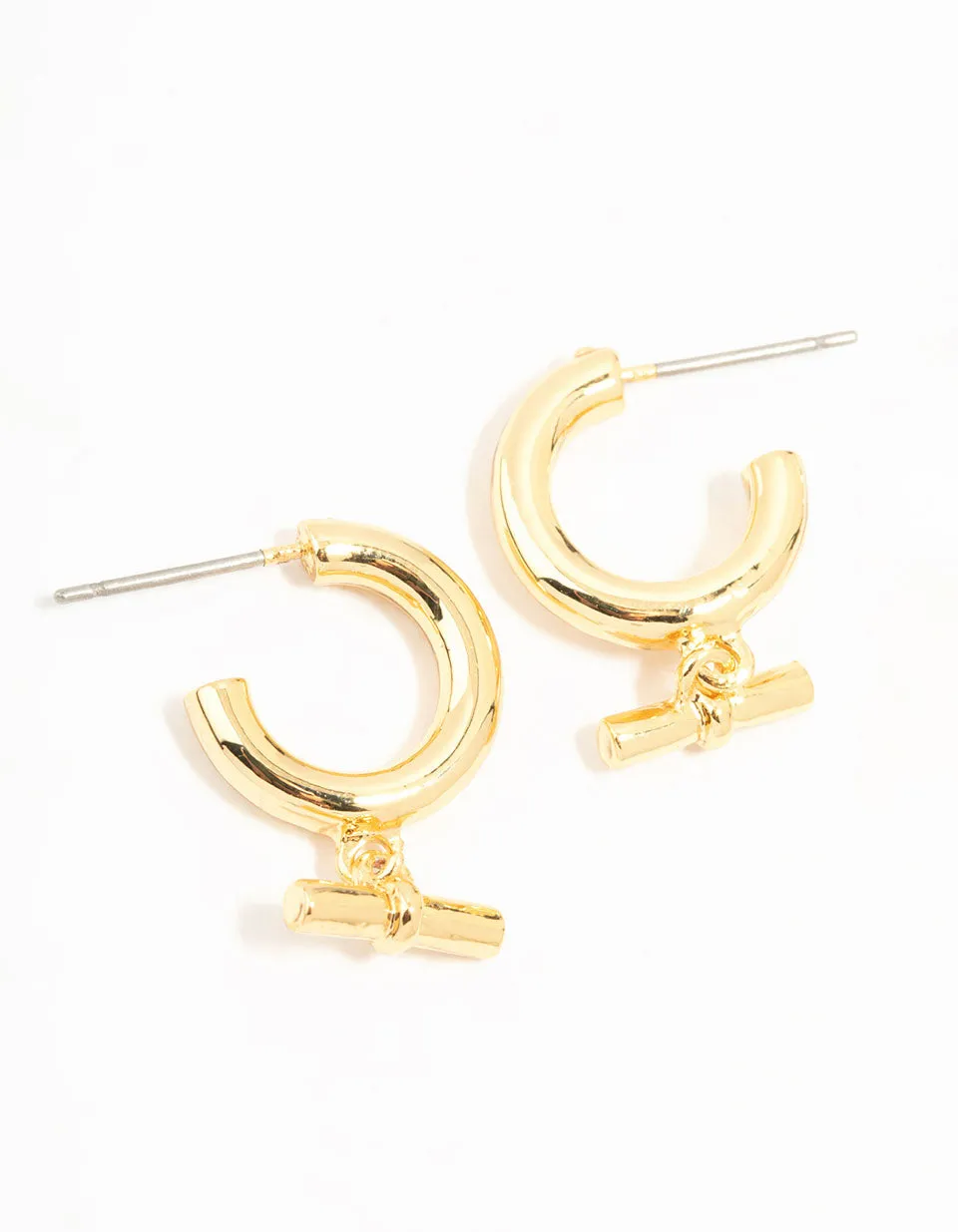 Gift Gold & Silver Plated Classic T Bar Hoop Earrings 2-Pack