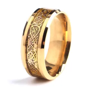 Gold Carbon Fiber Tundra Steel Ring