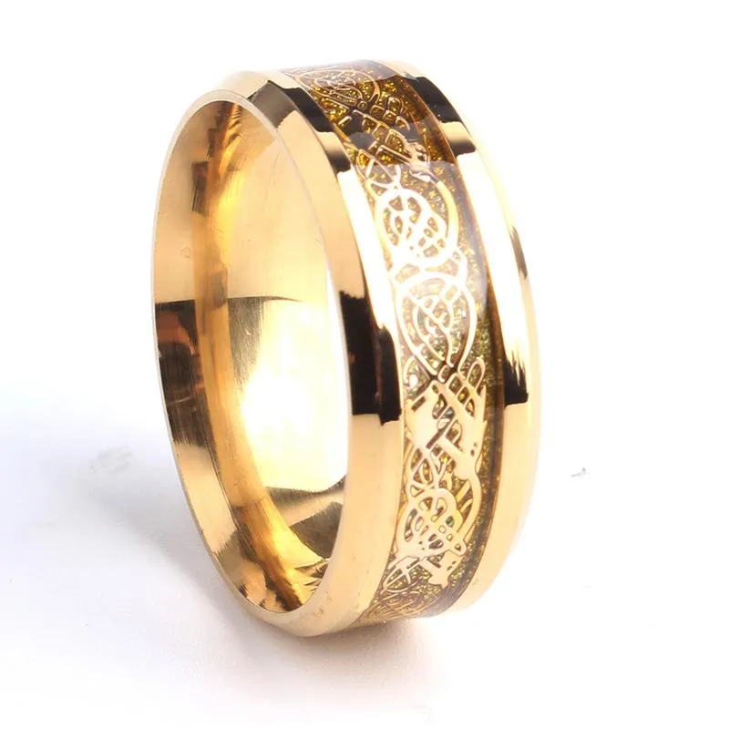 Gold Carbon Fiber Tundra Steel Ring