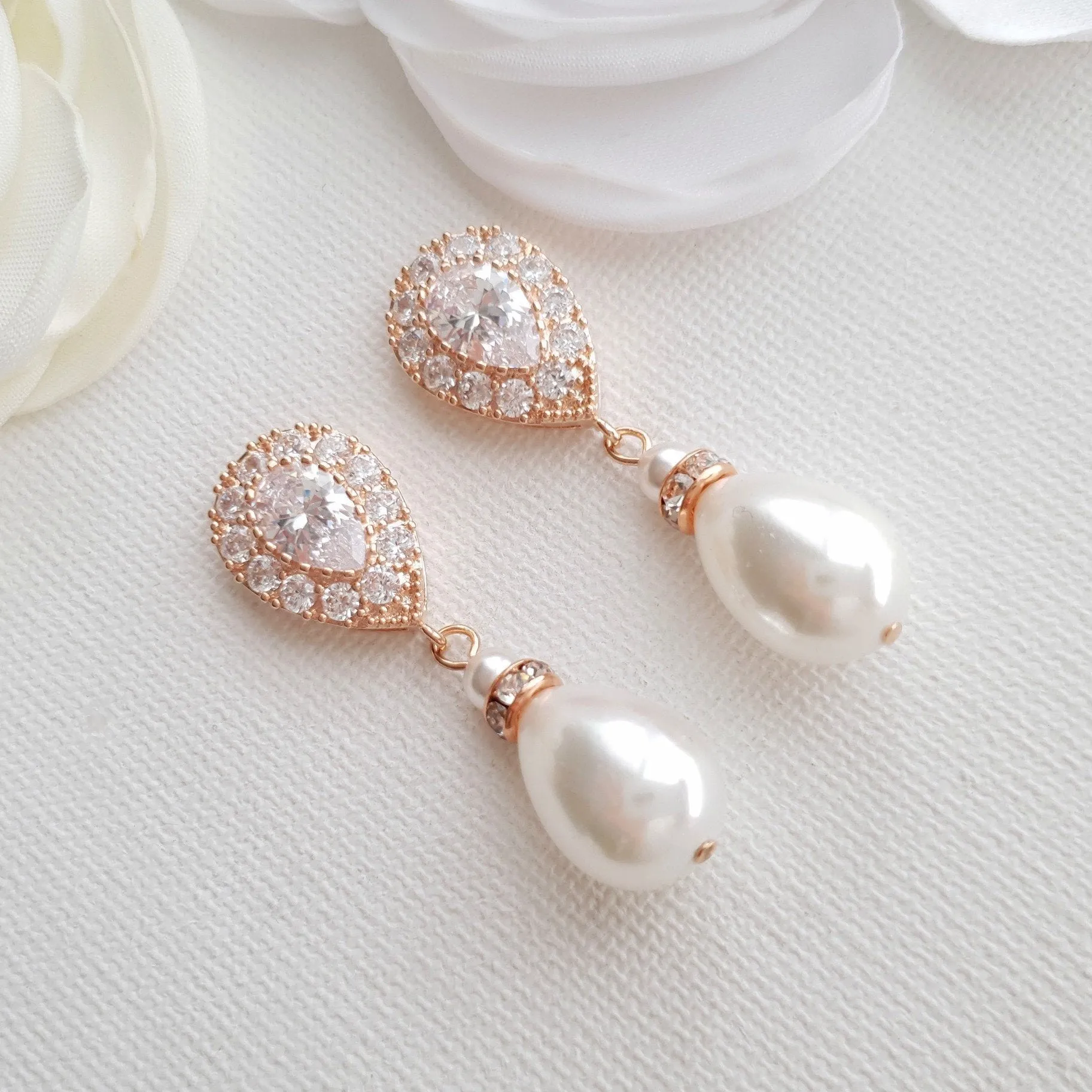 Gold Pearl Drop Earrings-Penelope