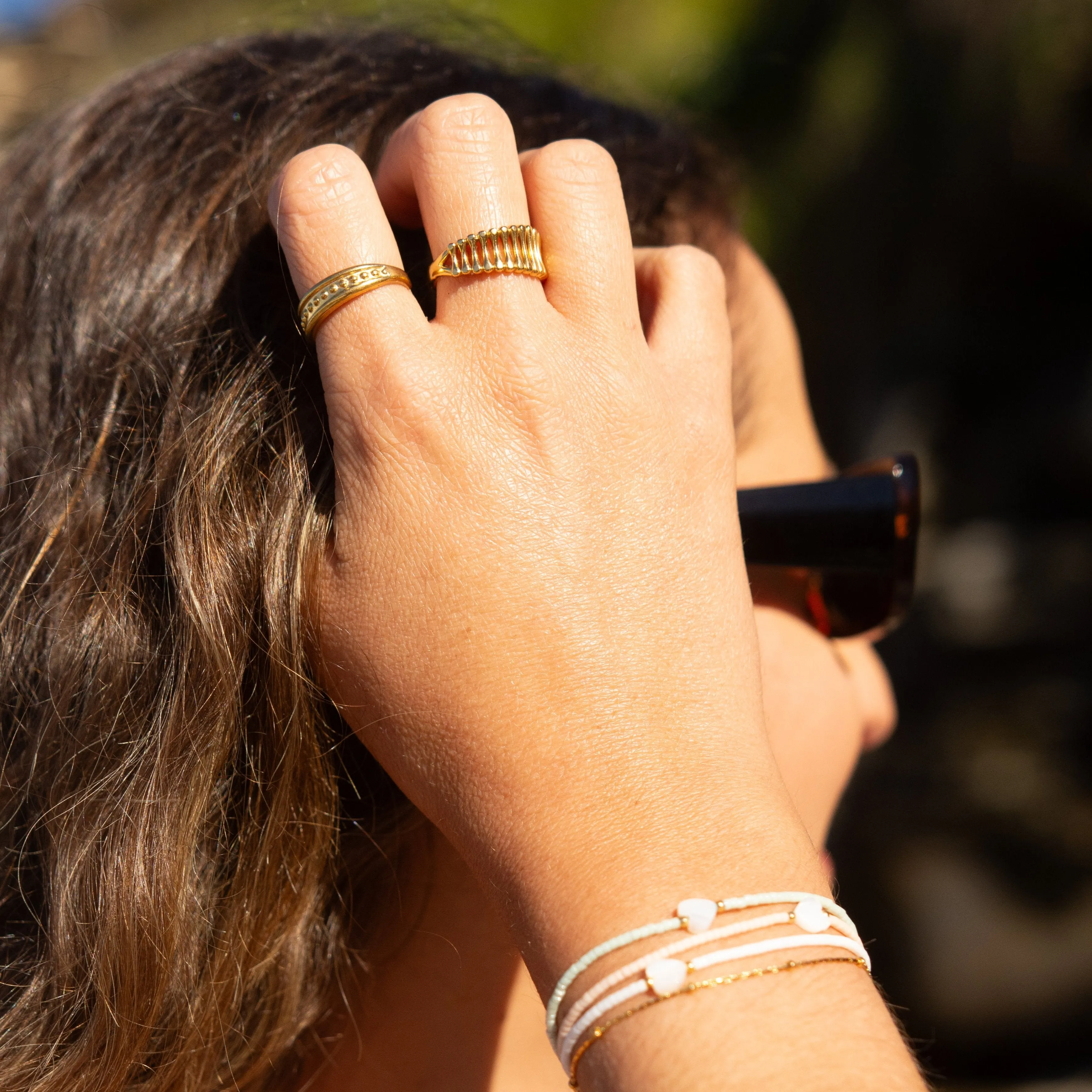 Gold Plated Adjustable Multi Bars Ring