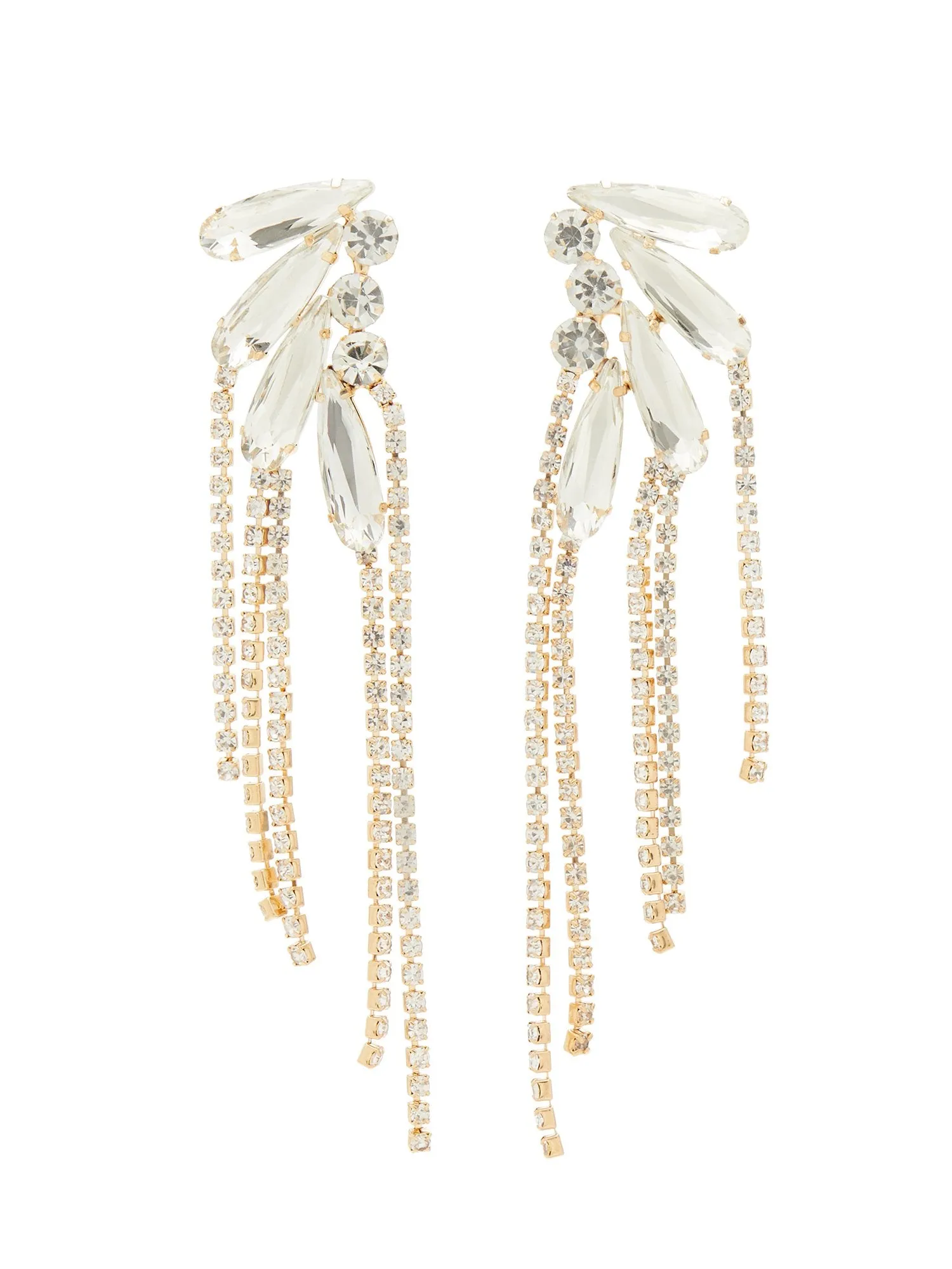 Gold-Tone Rhinestone Fringe Drop Earrings