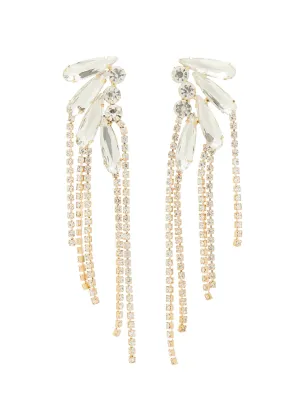 Gold-Tone Rhinestone Fringe Drop Earrings