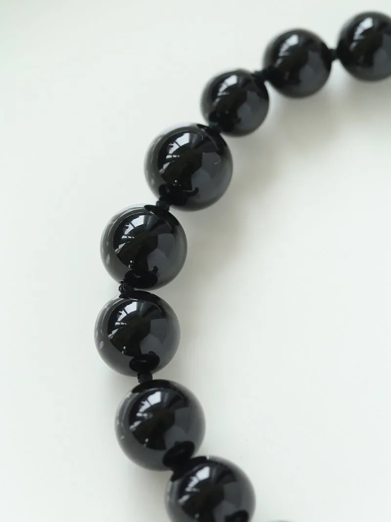 Gradient Black Onyx Stone Long Necklace