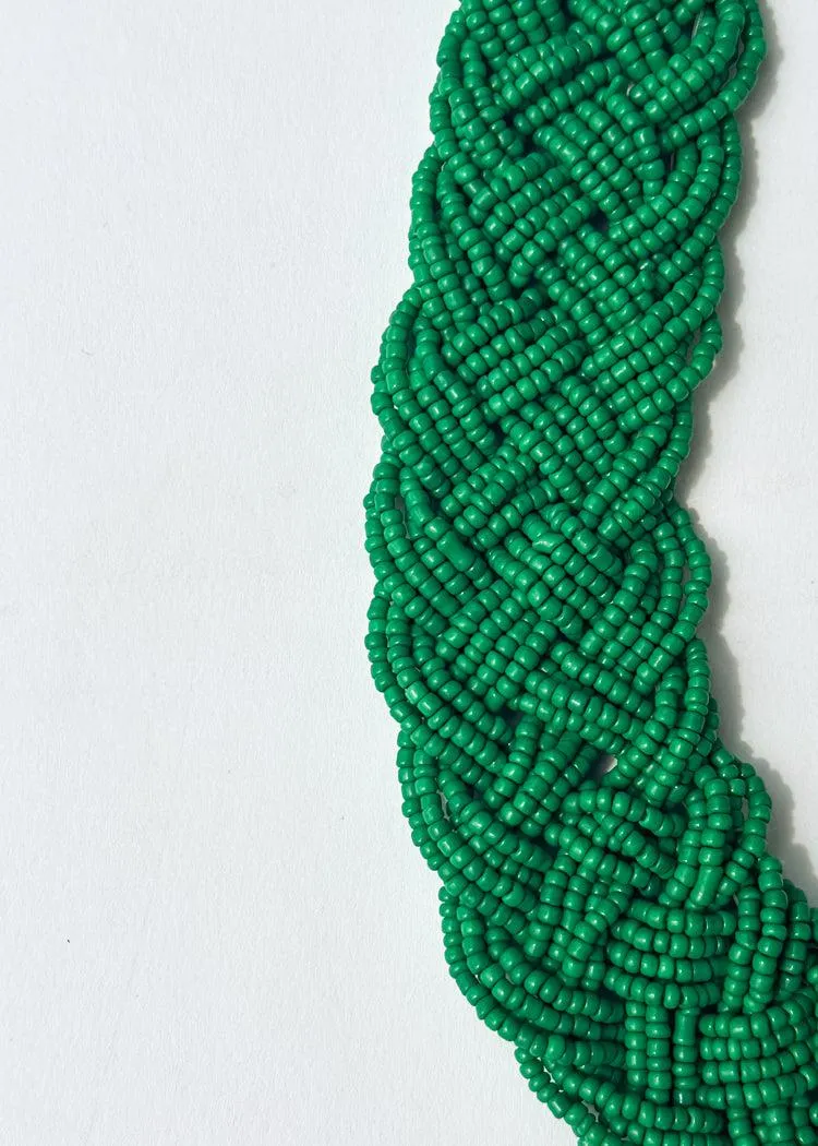 Grenada Braided Bead Necklace-Green