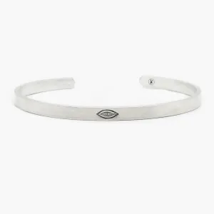 Hand-Forged Evil Eye Polished Silver Bangle