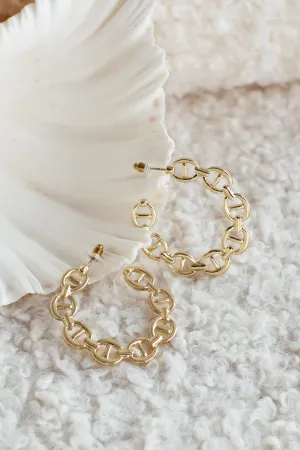 Haven Anchor Link Hoop Earrings Gold