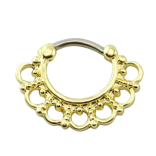 Indian Nose Piercing Septum Clicker Real Clip Rings Piercing Jewelry Septum Tribal Hoop Nose Ring Body Piercing Septo indiano