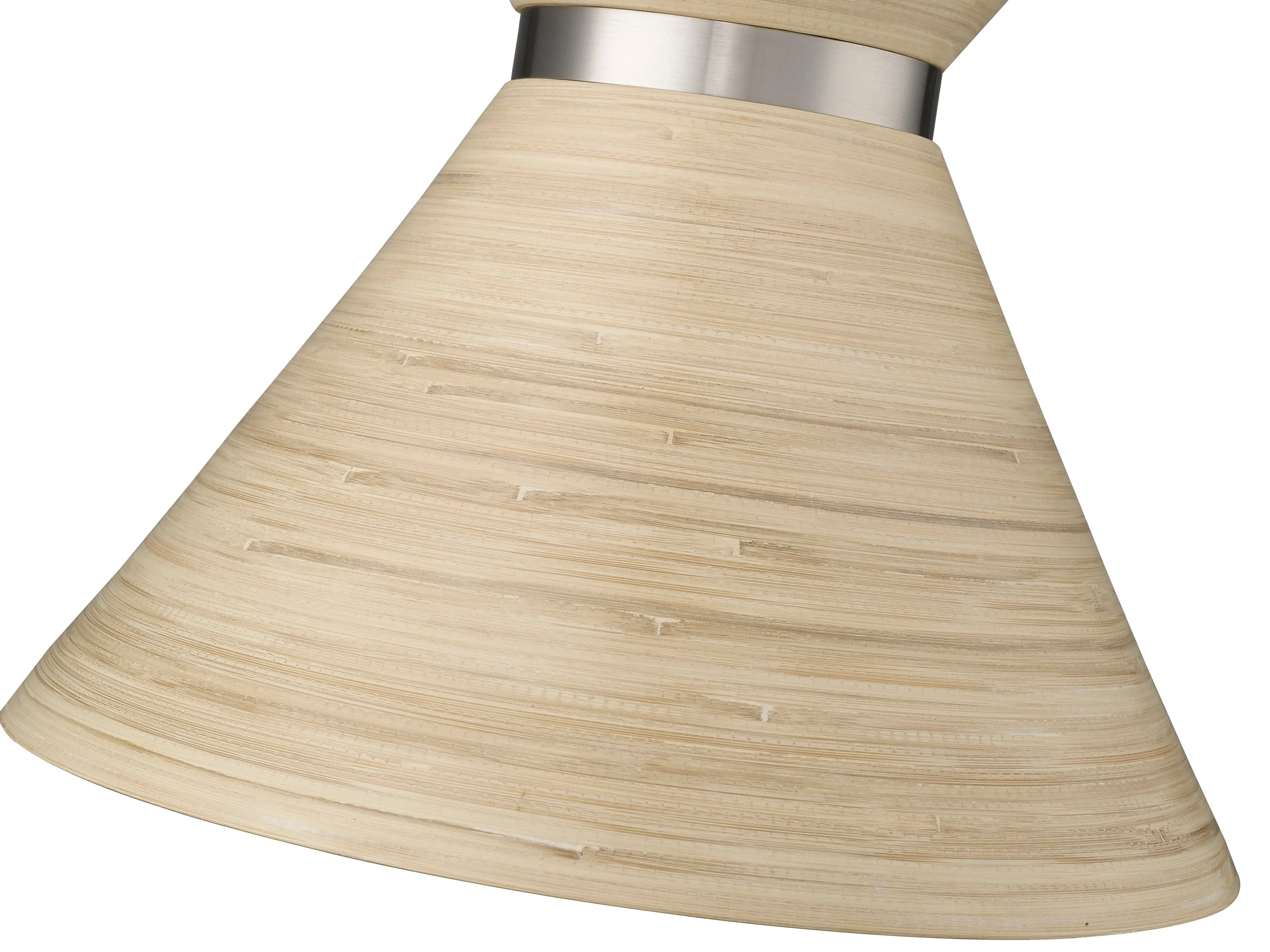 Jaycen Pendant - Brushed Nickel - Natural Bamboo Shade - 13.62in. Diameter - E26 Medium Base