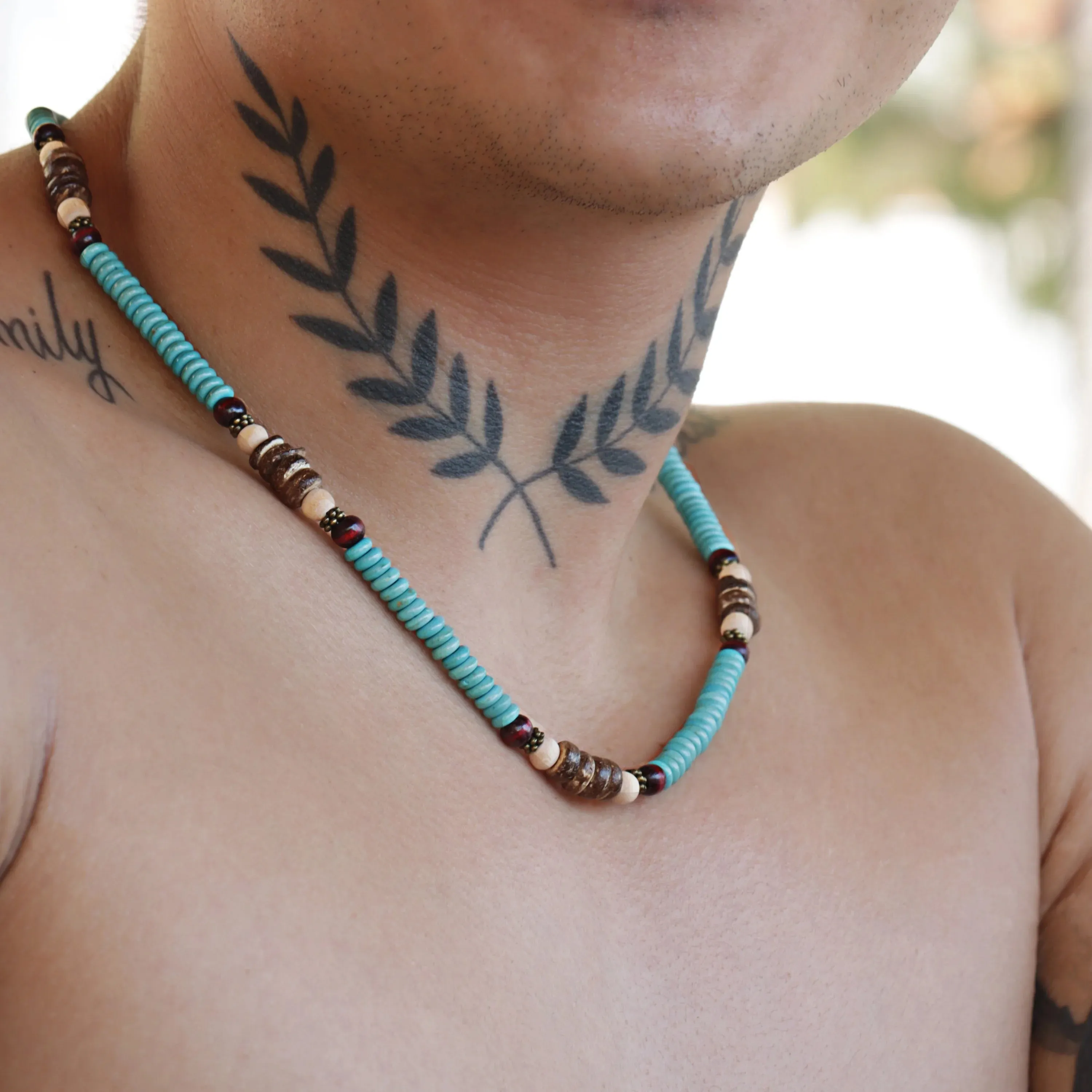 Keelan Beaded Shell & Wood Necklace