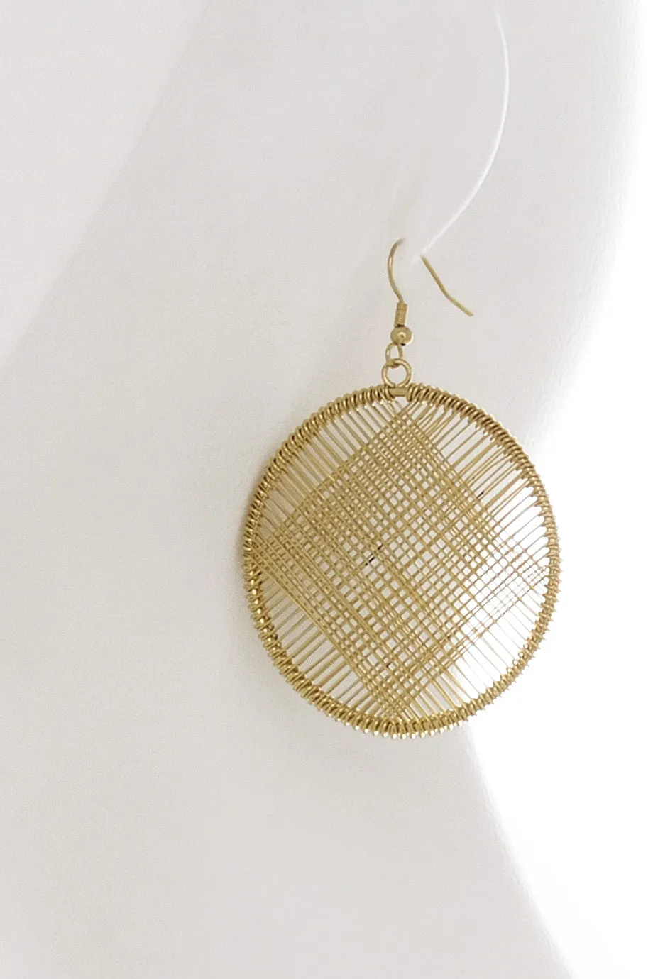 KENNETH JAY LANE CROSSWISE Gold Circle Earrings