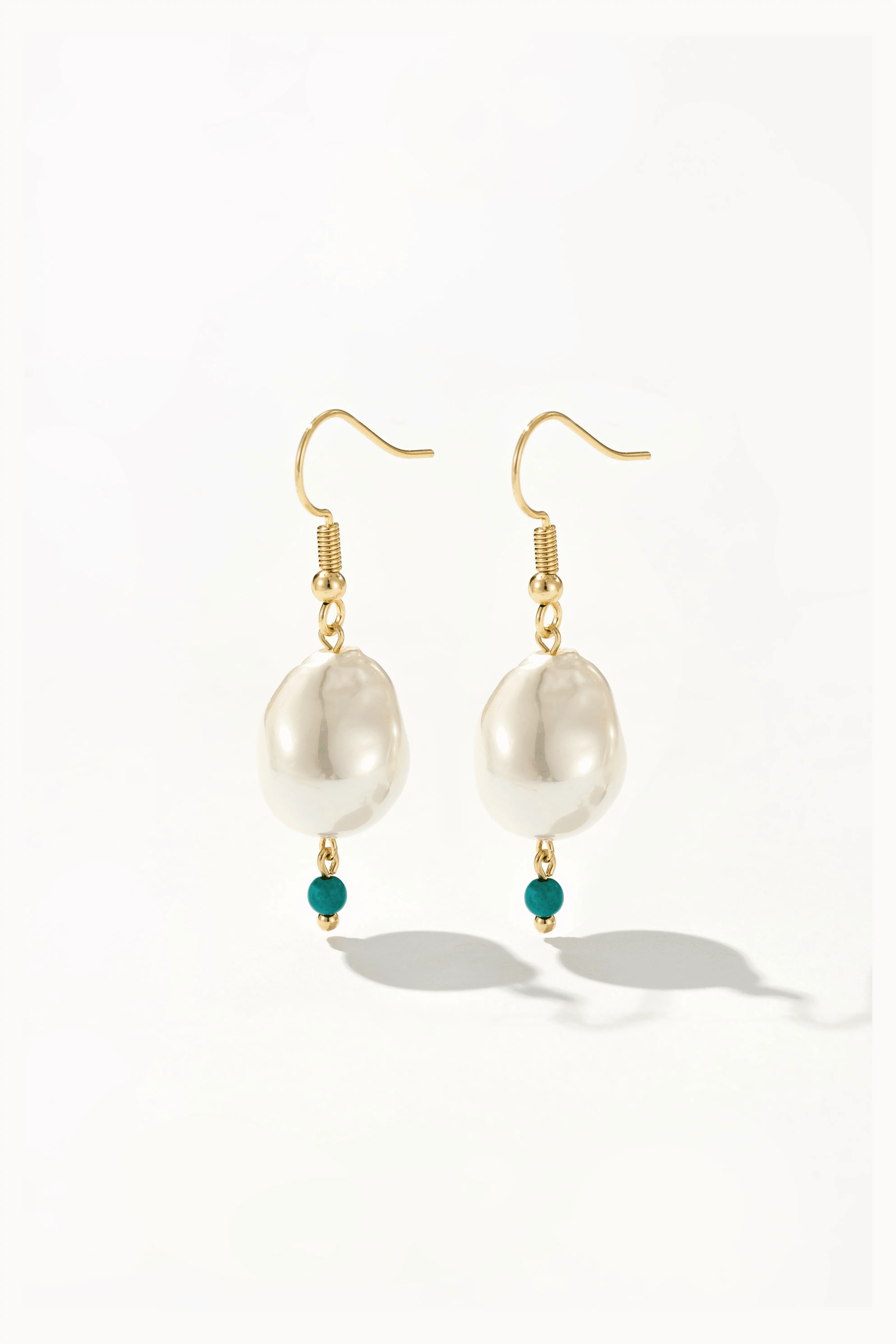 Keshi Pearl and Turquoise Drop Earrings