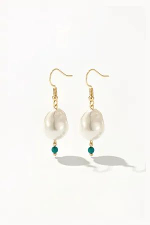 Keshi Pearl and Turquoise Drop Earrings