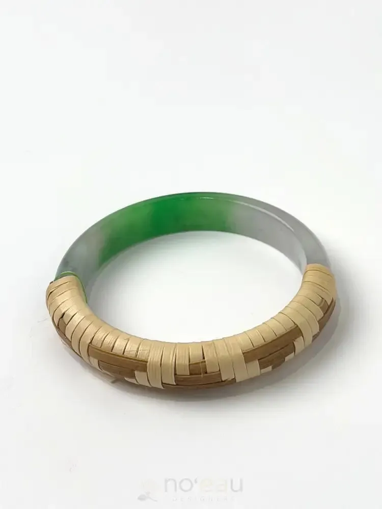 Lauhala Wrapped Jade Bracelets Size 7