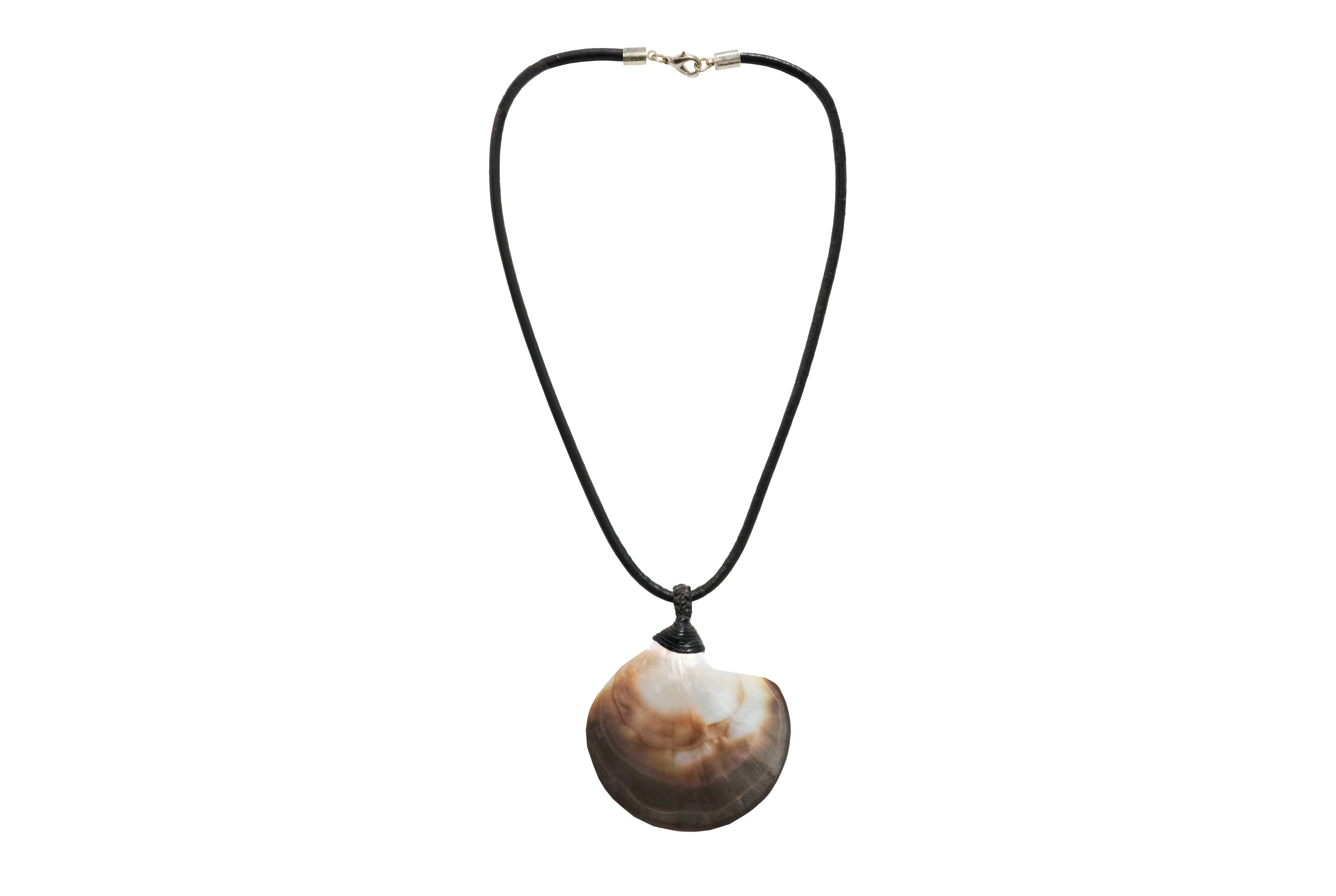 Leather Cord Necklace With Natural Shell Pendant